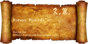 Kunos Miklós névjegykártya